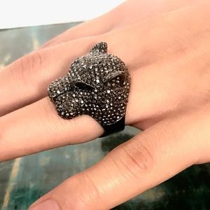 Black Pave Panther Ring